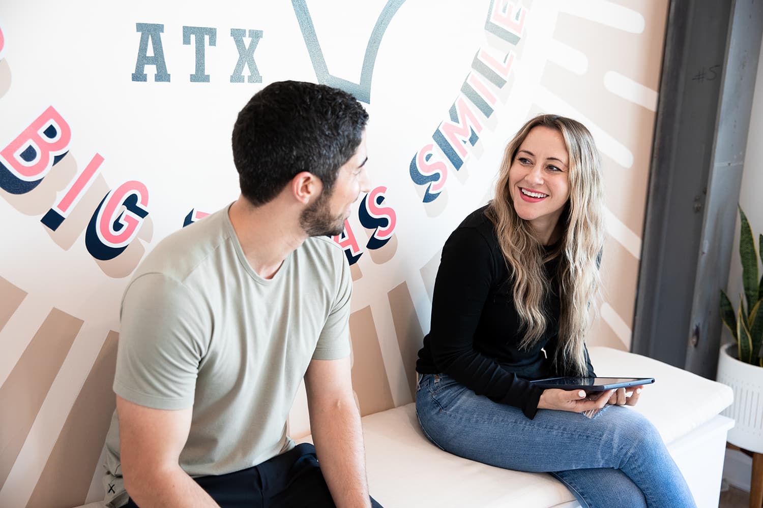 Father and son brushing teeth